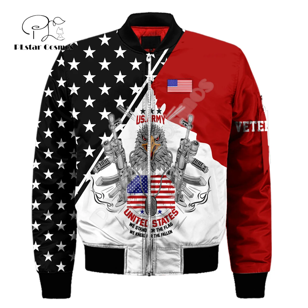 Custom Name Army Military Veteran Soldier Camo Eagle NewFashion Winter Overcoat Streetwear 3DPrint Windbreaker Bomber Jacket X4
