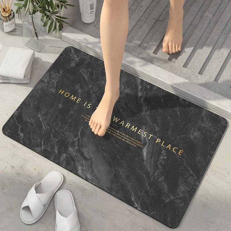 Marble Print Diatom Mud Bath Mat Kitchen Mat Non slip Bathroom Entrance