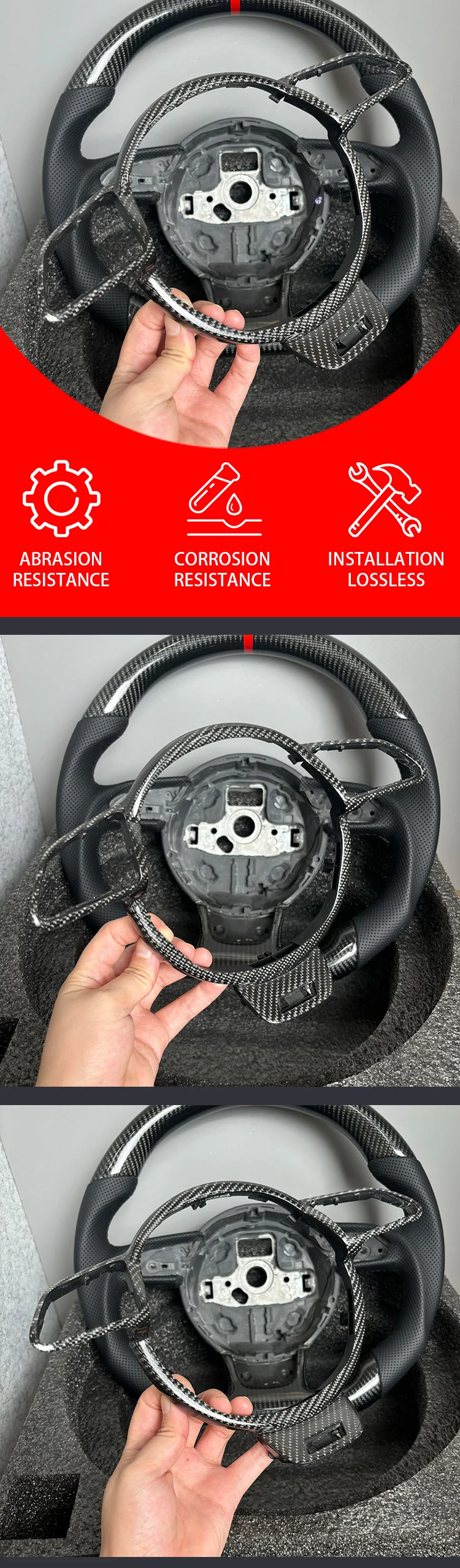 For Audi A4 B8 A3 8V Steering Wheel carbon fibre Frame Assembly Accessories