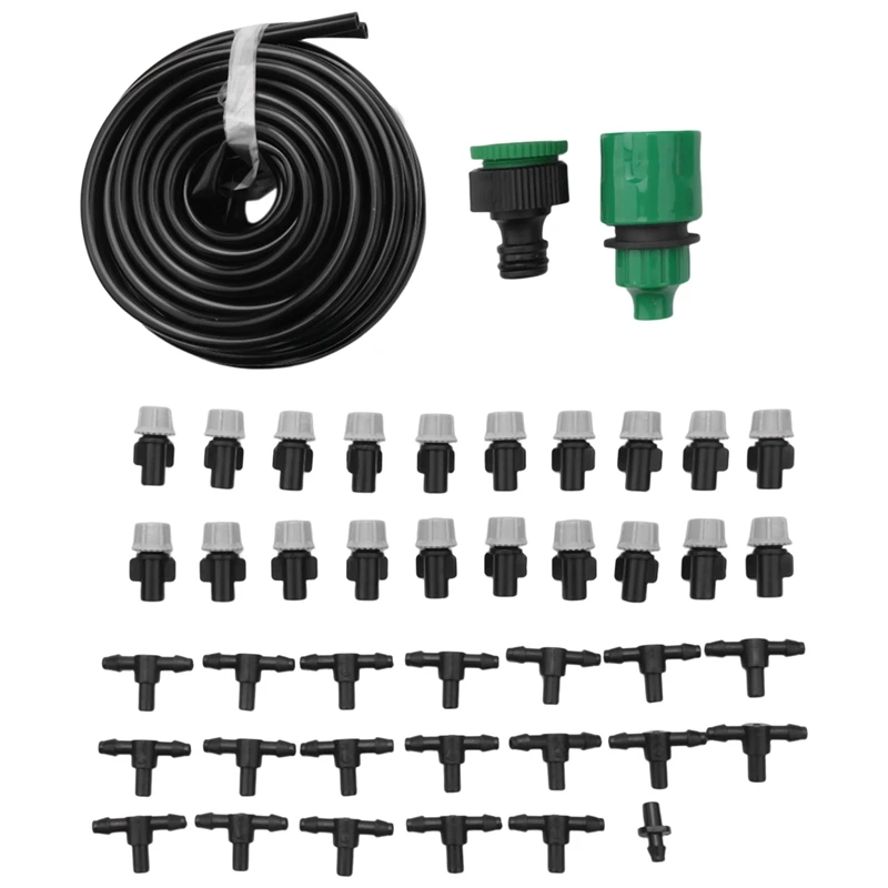 

1 Set Water Misting Cooling System Mist Sprinkler Nozzle Garden Patio Greenhouse Plants Spray Fog Hose Watering Kit 10M