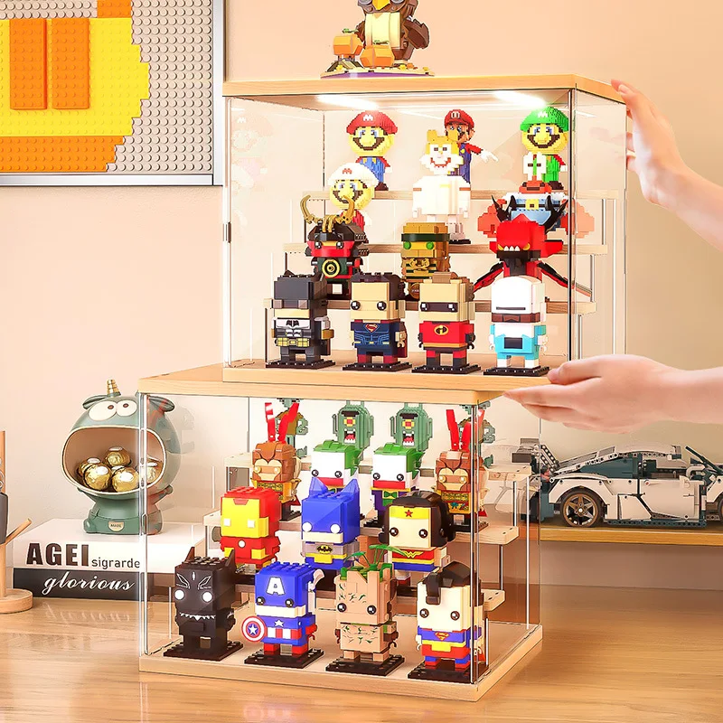 Vitrine en acrylique avec lumières pour collections Lego, boîte de  rangement en bois transparent, armoires à beurre de parfum, boîte  anti-poussière pour figurines et jouets - AliExpress