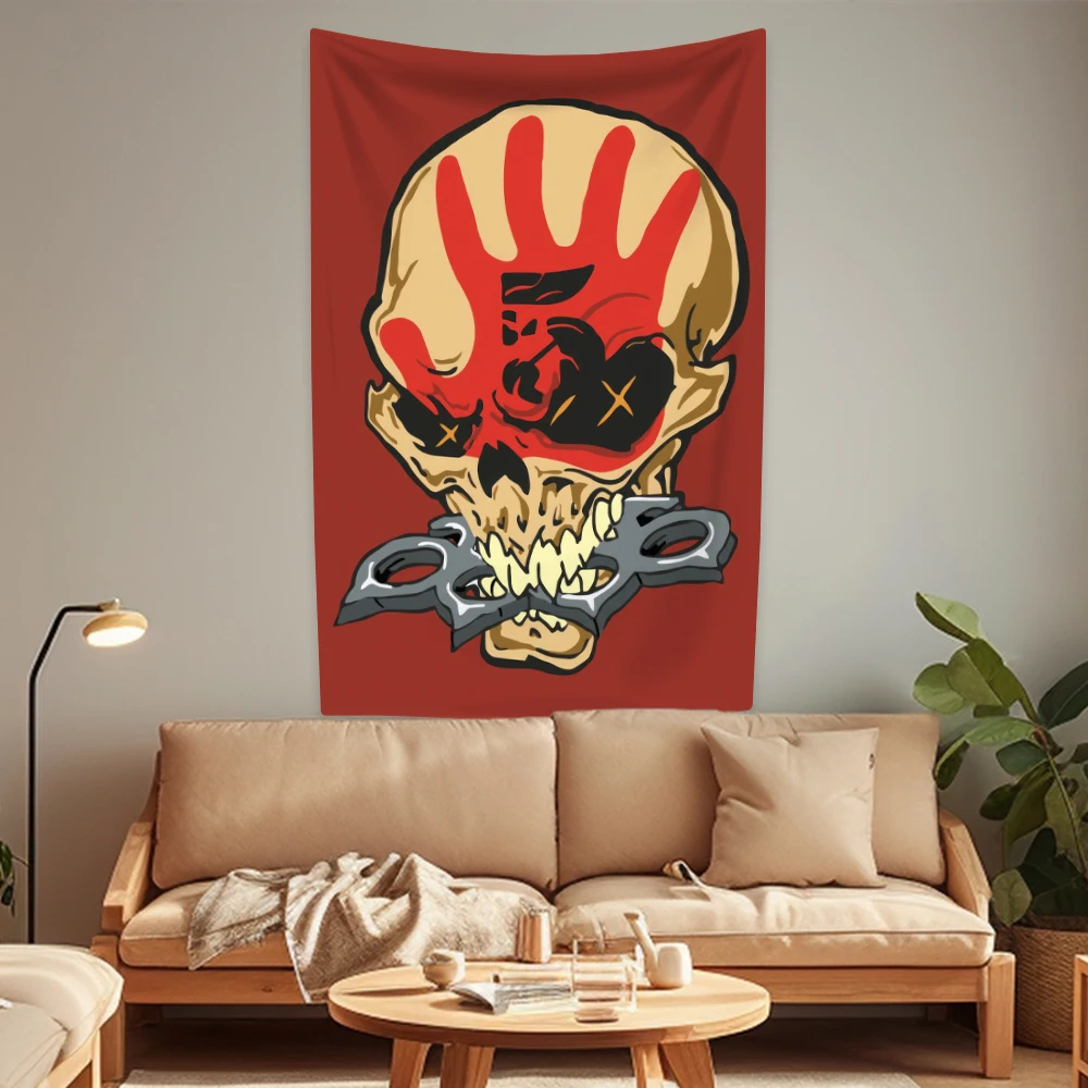 Metall Rockband f-fünf Finger Tapisserie Tod Punchs Wohnkultur Ästhetik Wandbehang Schlafsaal Party Hintergrund Geburtstags geschenke – Detail 7