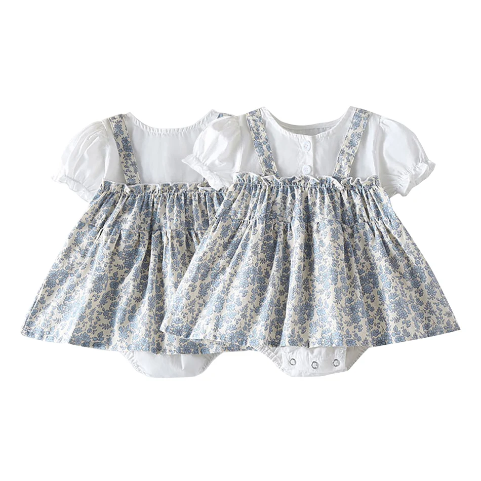 

3-24M Summer Children Clothes Newborn Baby Girl Romper Short Sleeved Cotton Small Fragmented Flower Toddler Baby Girls Jumpsuit