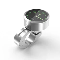 Aluminum Waterproof Night Vision Handlebar Mount Clock for Motorcycles and Bicycles (Silver)