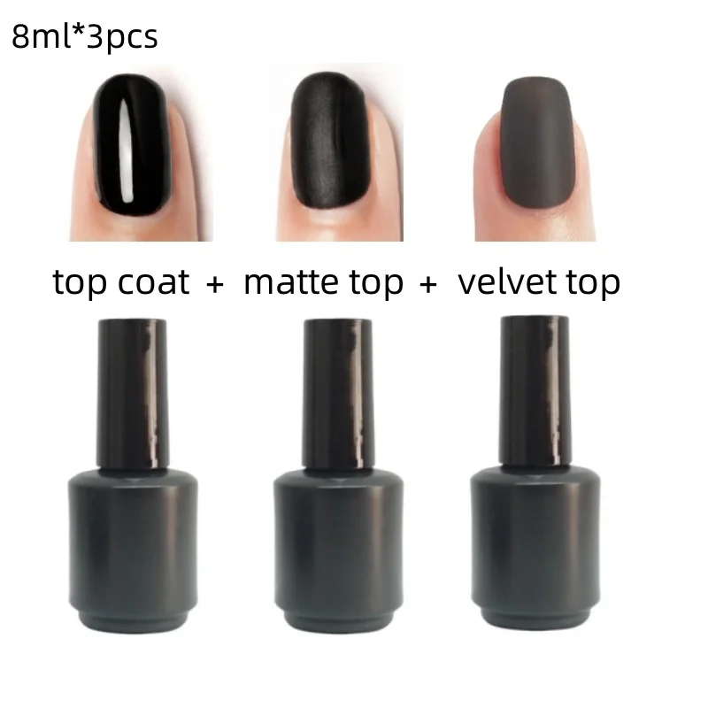 Base Coat No Wipe Top Coat Matte Top Coat Velvet Top Coat UV Nail Gel Polish Soak Off Functional Gel 3