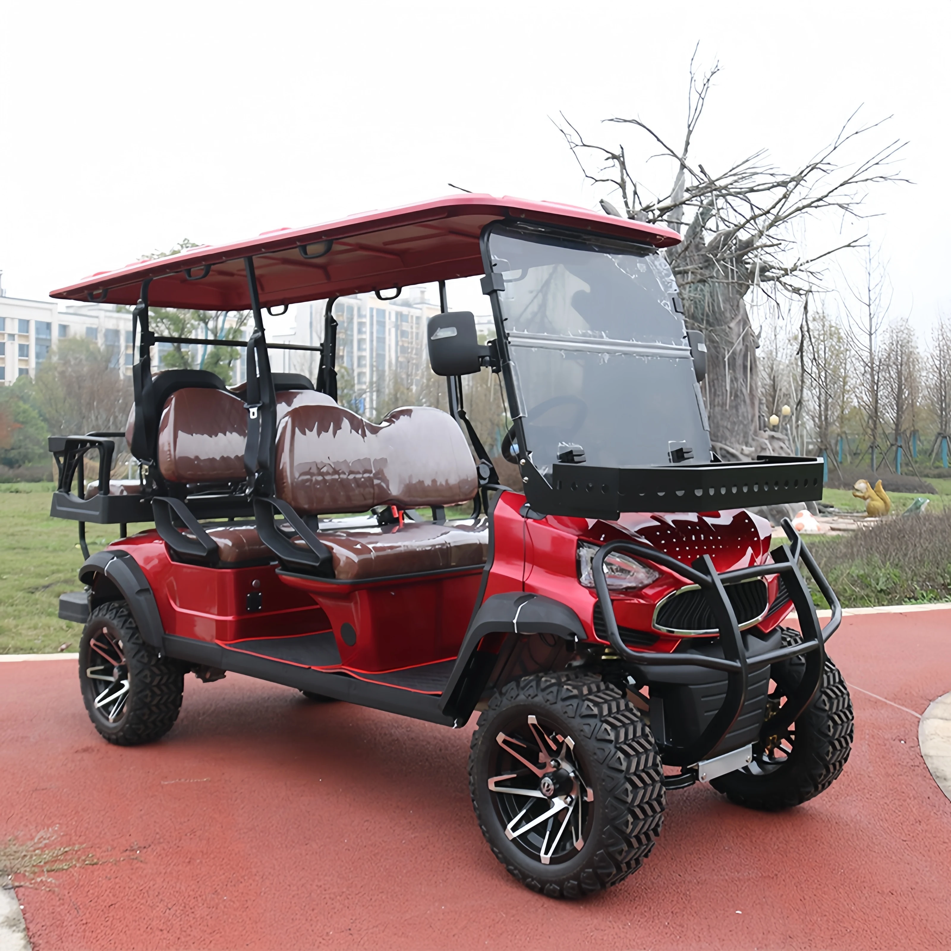 고품질 인기 판매 48V 리튬 배터리 전기 골프 카트 2+4인승 럭셔리 골프 카트 공원 놀이공원용