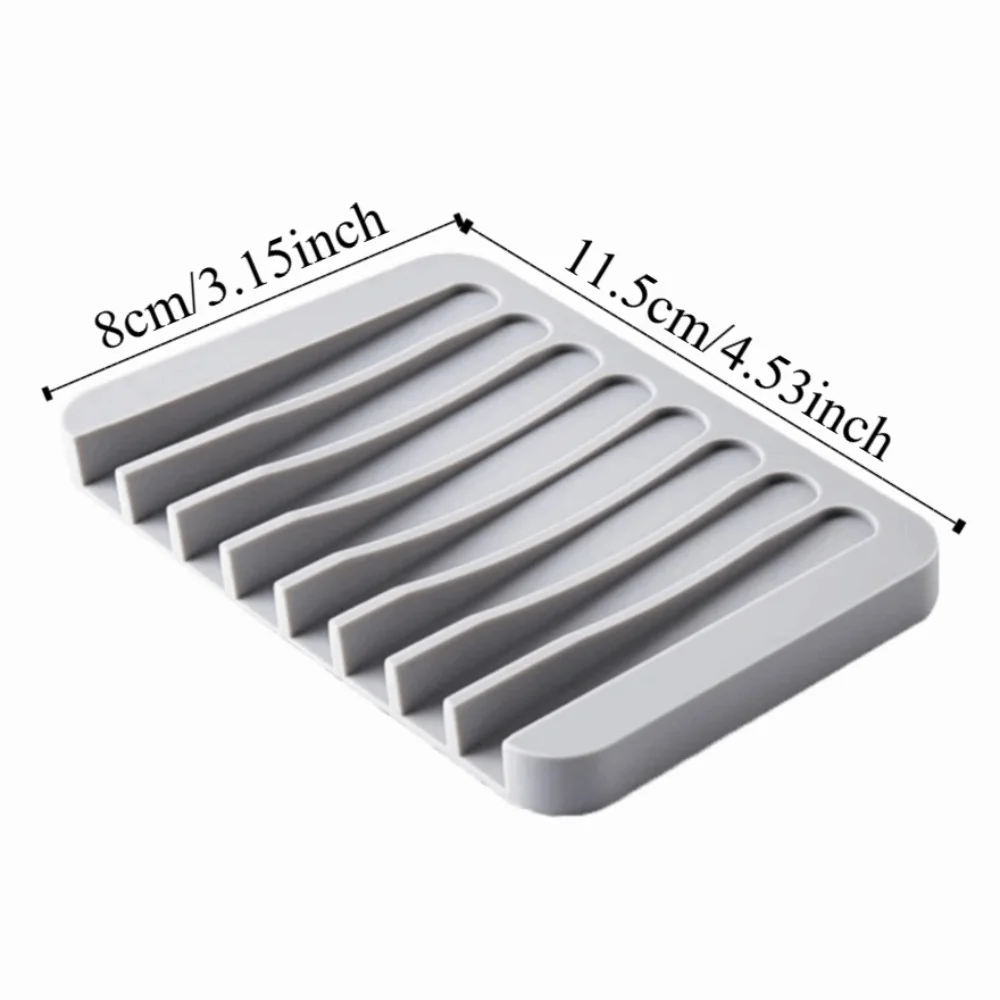 2Pcs Multifunctional Self Draining Soap Dish Holder Silicone Non-slip Soap Container Portable Solid Color Soap Plate Home Decor