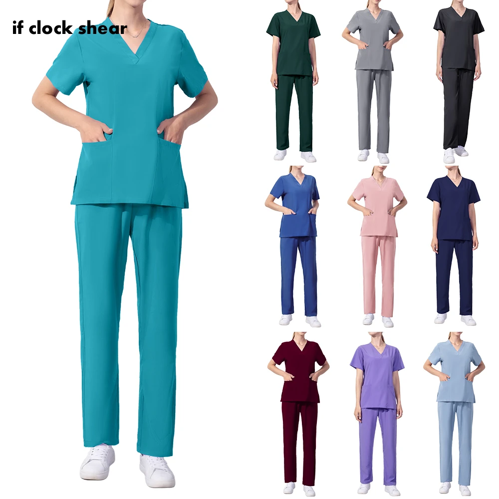 Elasticity Casual Nurse Uniform Solid Color Nursing Scrub Women Uniform