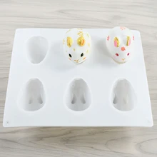 

White 6 Holes Silicone Rabbit Shape Cake Chocolate Cupcake Bake Decorative Mold DIY Bunny Mould for Home Easter Party Supplies