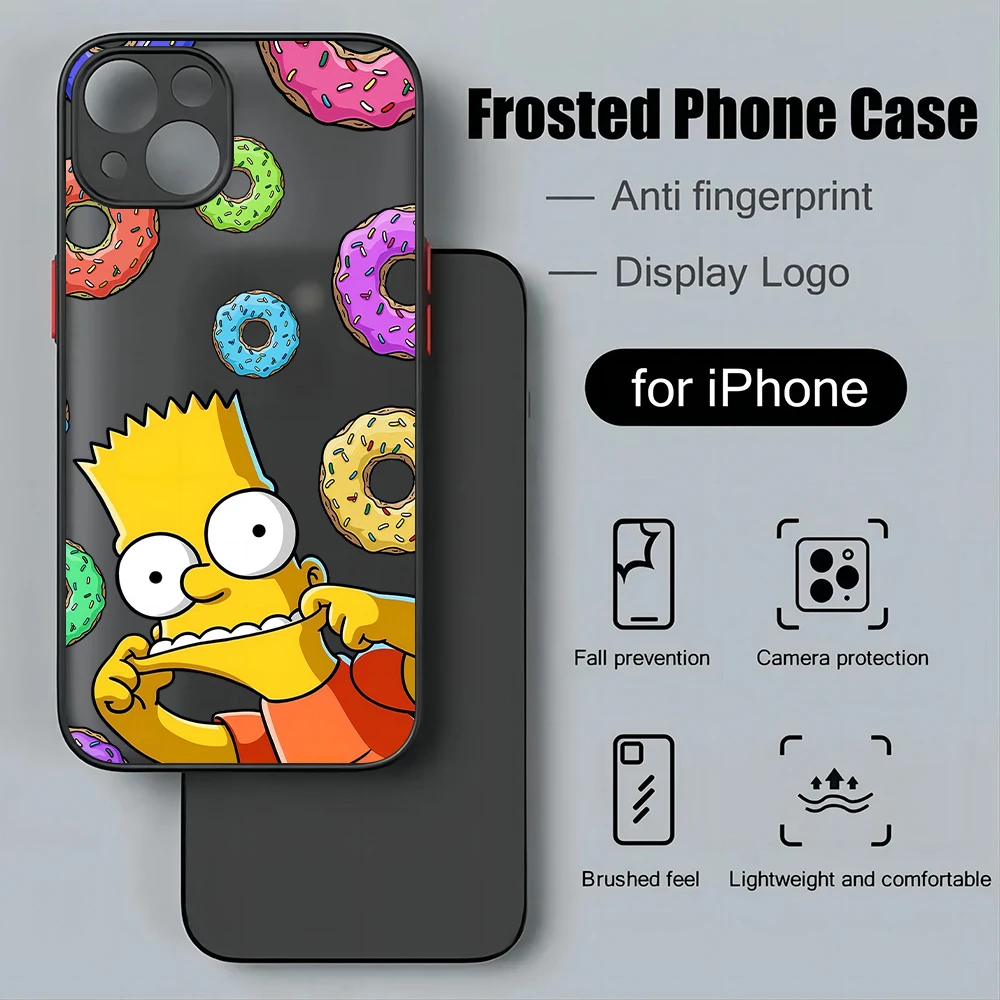 Cartoon Cute The s-Simpsons Matte Transparent Phone Case Cover