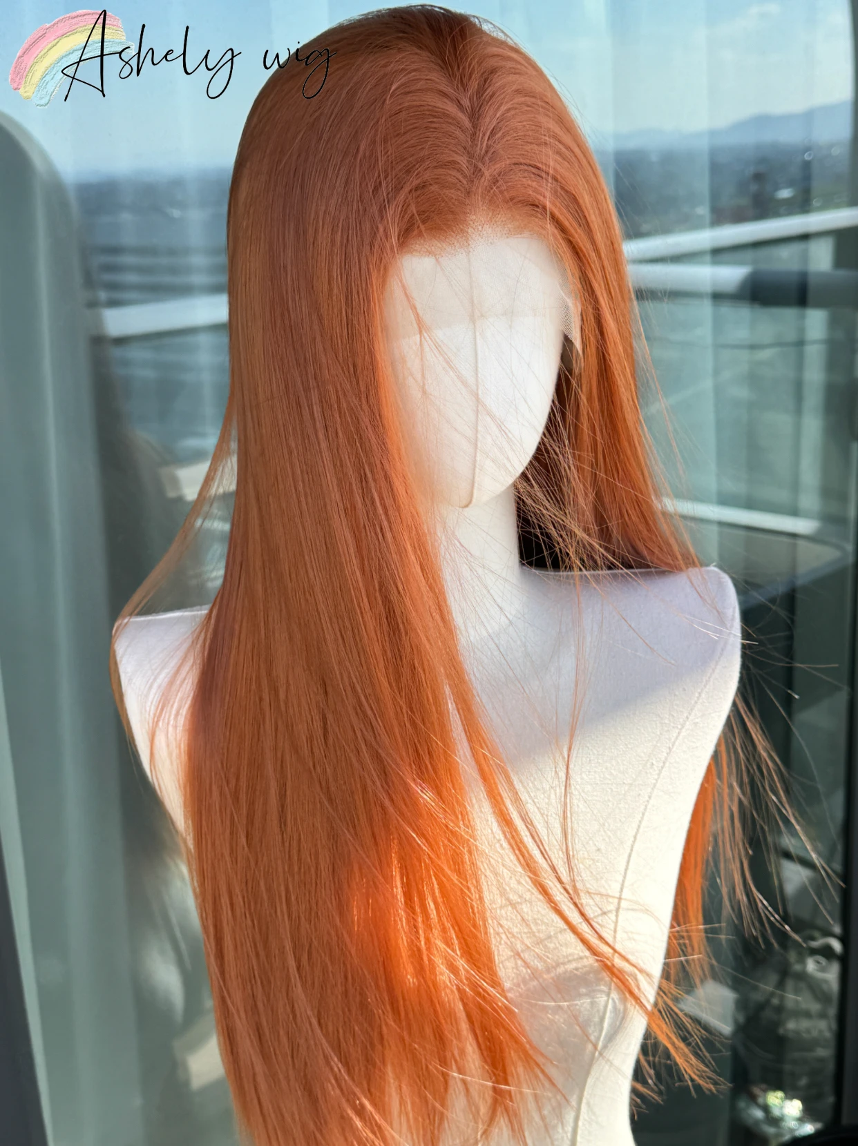 Orange Wig for Women 13*4 Lace Front Wig Long Straight Hair Wig Nature Looking Soft Super Thick Super thick for Cosplay Dialy