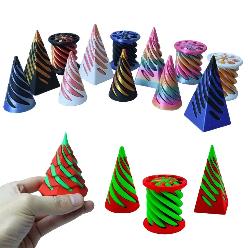 Fidget Toys Anti Stress Toys Mini Fingertip Toy Spiral Cone 3D Printed Highpass Stress Reducing Toys Fidget Desk Gadgets Technological Rotating Relieve Stress-Relieving Adults