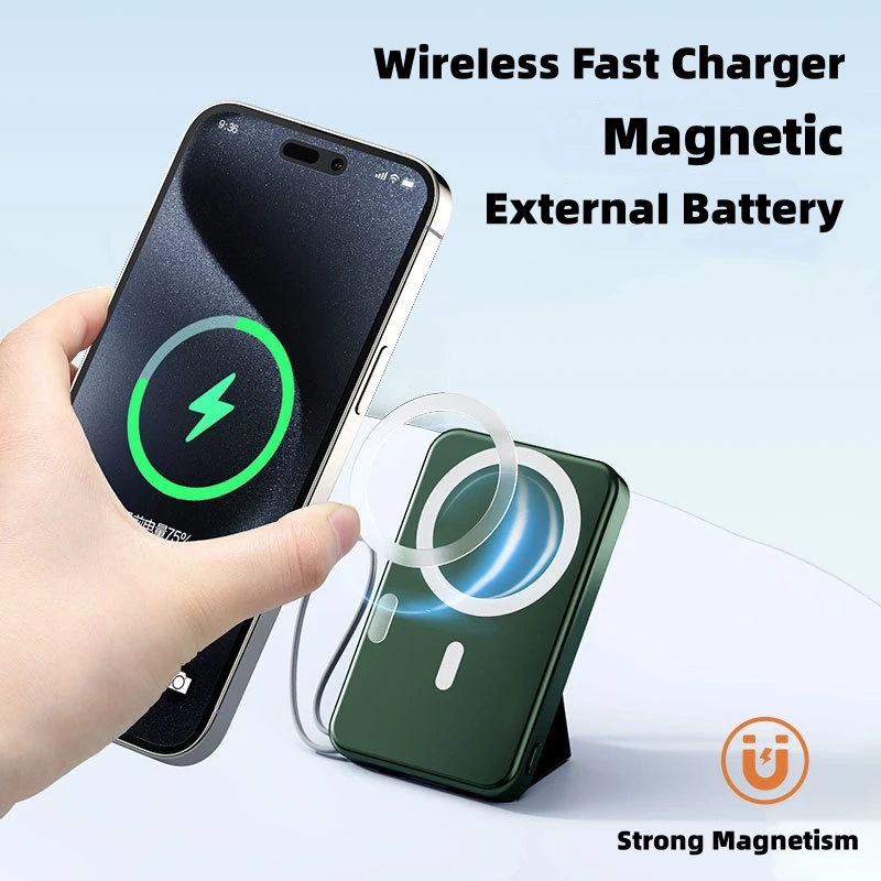 2024 신형 10000mAh 마그네틱 무선 보조 배터리 22.5W 급속 충전기, iPhone 15 14 13 12 Pro Max 외장 보조 배터리 팩