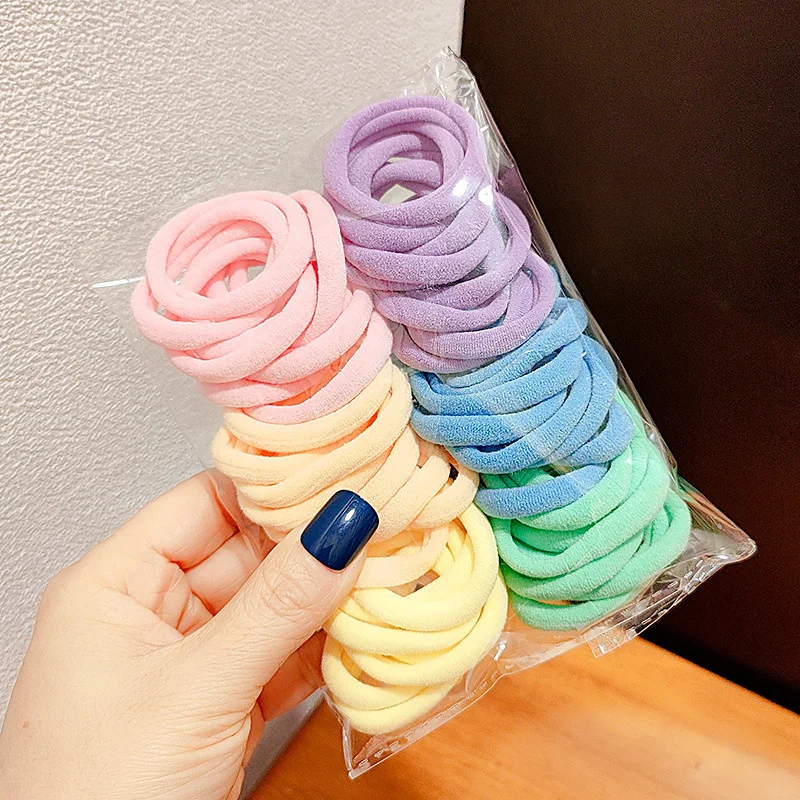 50 Teile/satz Frauen Mädchen 4CM 2CM Bunte Nylon Elastische Haarbänder Pferdeschwanz Halter Gummibänder Scrunchie Stirnband Haar Zubehör – Detail 2