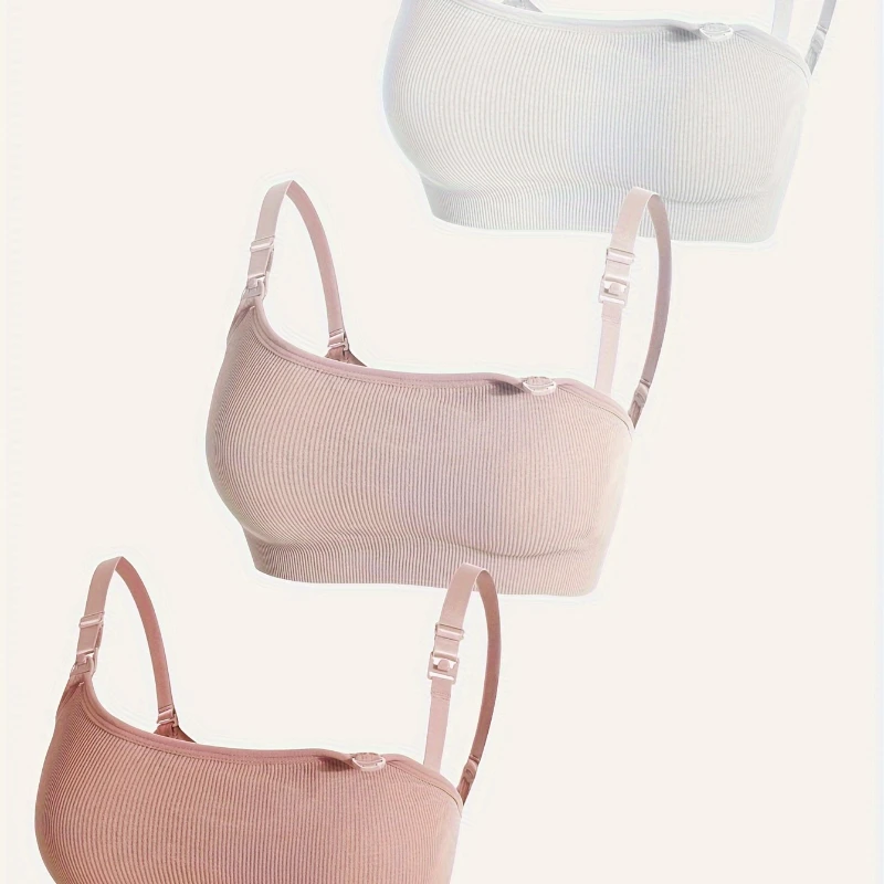 3 PCS Set Breathable Front Open Nursing Bra Maternity Underwear Pregnancy Bra Full Cup Wireless Comfortable Breastfeeding Bra 3