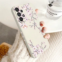 Chic Little Fresh Pink Flowers Shockproof Phone Case Cover - Samsung A14 4G (White - 288)