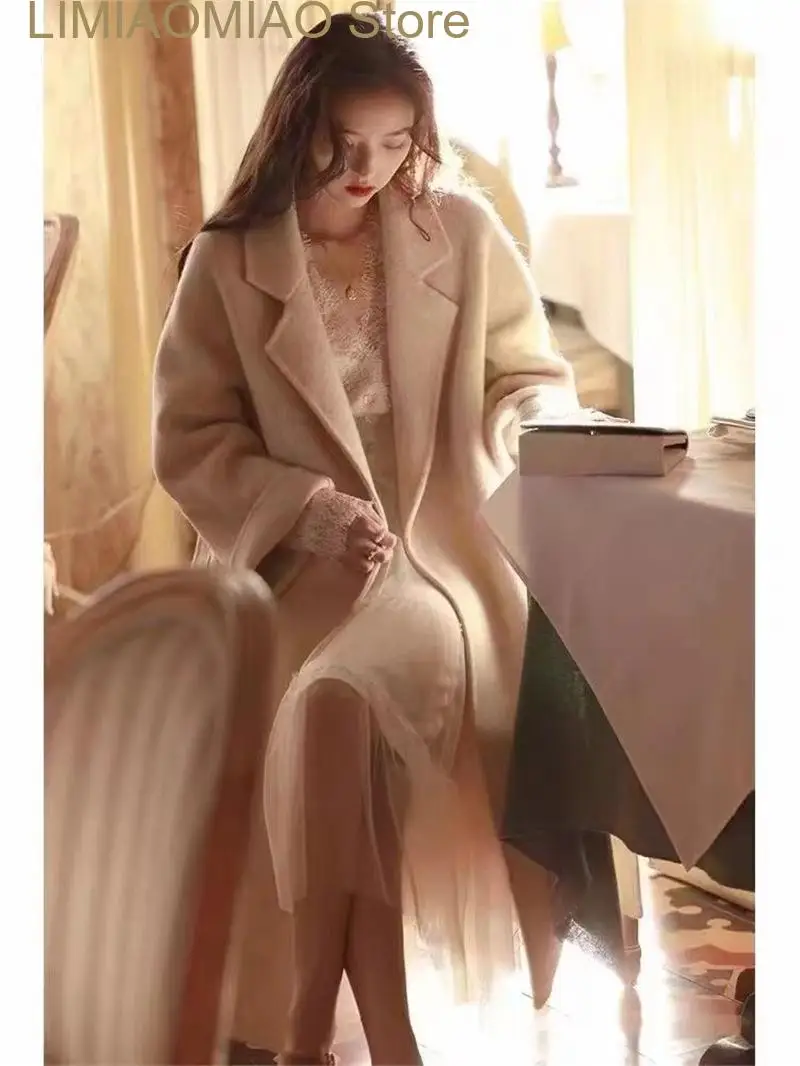 New ladies Luxury Real  Cashmere Wool Woolen trench coats  Ladies fashion natural woolen coats   Streetwear