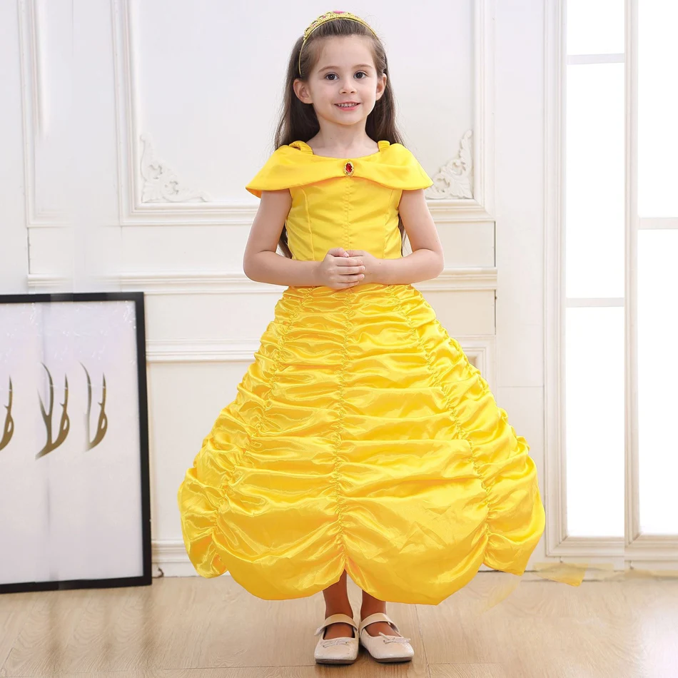 Belle Princess Costume For Girls - Beauty And The Beast Dress With Accessories For Halloween & Parties