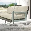 3 Person Wicker Porch Swing Chair Heavy Duty 800 LBS with Cup Holder, 57 Inch Outdoor Rattan Patio Hanging Swing Bench with Cus 4