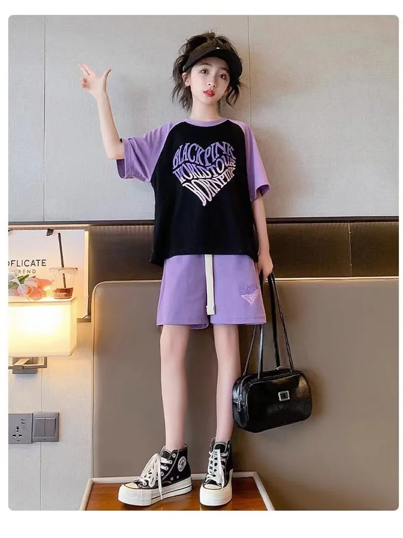 Tracksuit For Girls Boy Children Girl T-shirt Top +Shorts 2PCS Summer Children Clothing Set Kids Suits Kids Clothes New