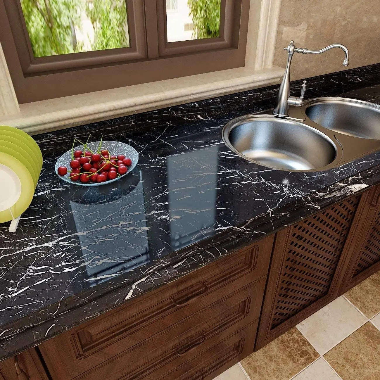 Marble Kitchen Oil-Proof Film Stove Waterproof Moisture-Proof Self-Adhesive Wallpaper Countertop Cabinet Renovation Tile Sticker 4