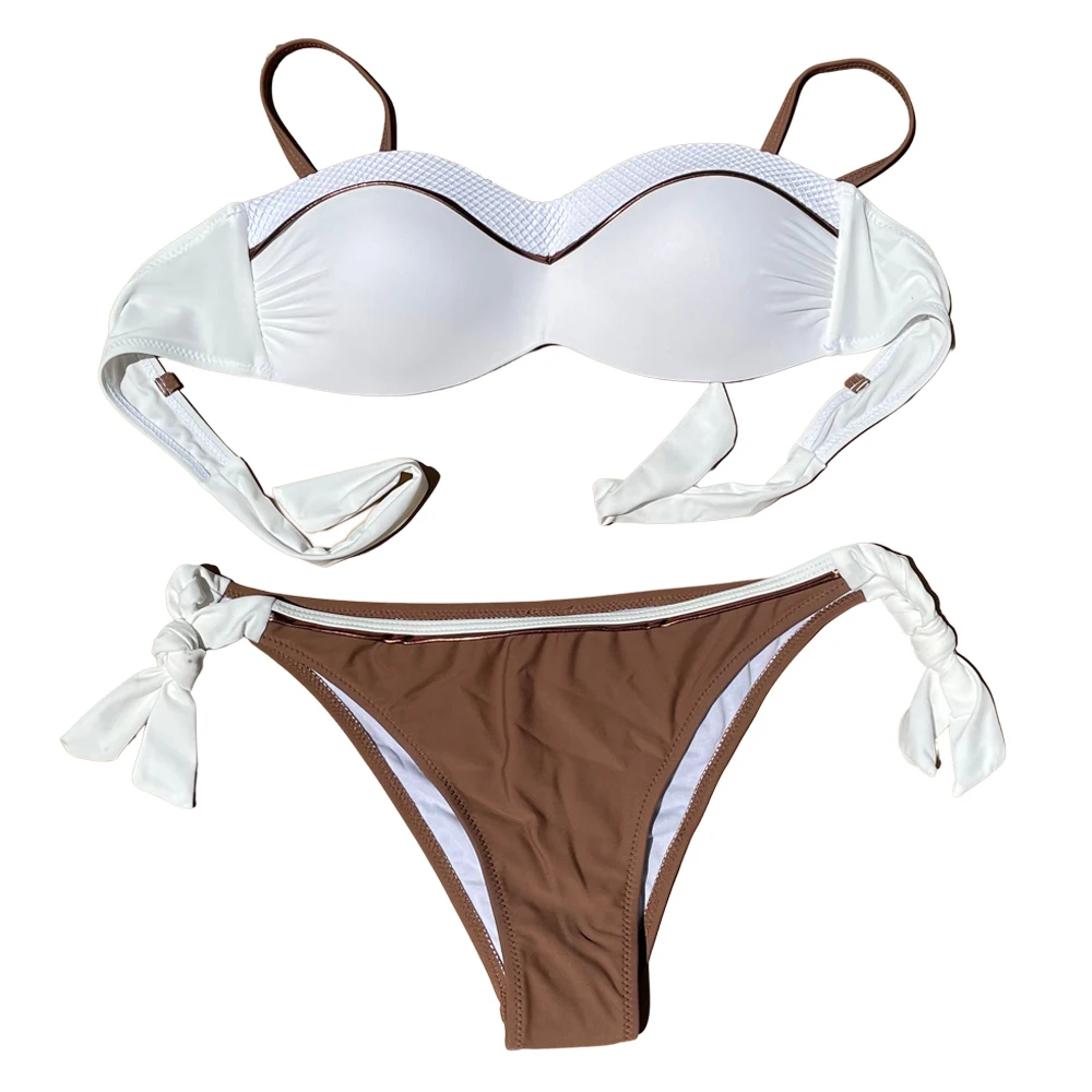 女性のためのセクシーな白い無地の水着,プッシュアップ水着,女性のため