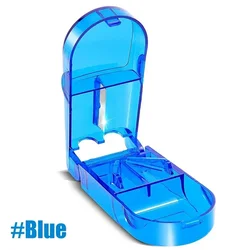 Effortless Pill Cutter and Splitter with Built - In Dispenser (Blue)