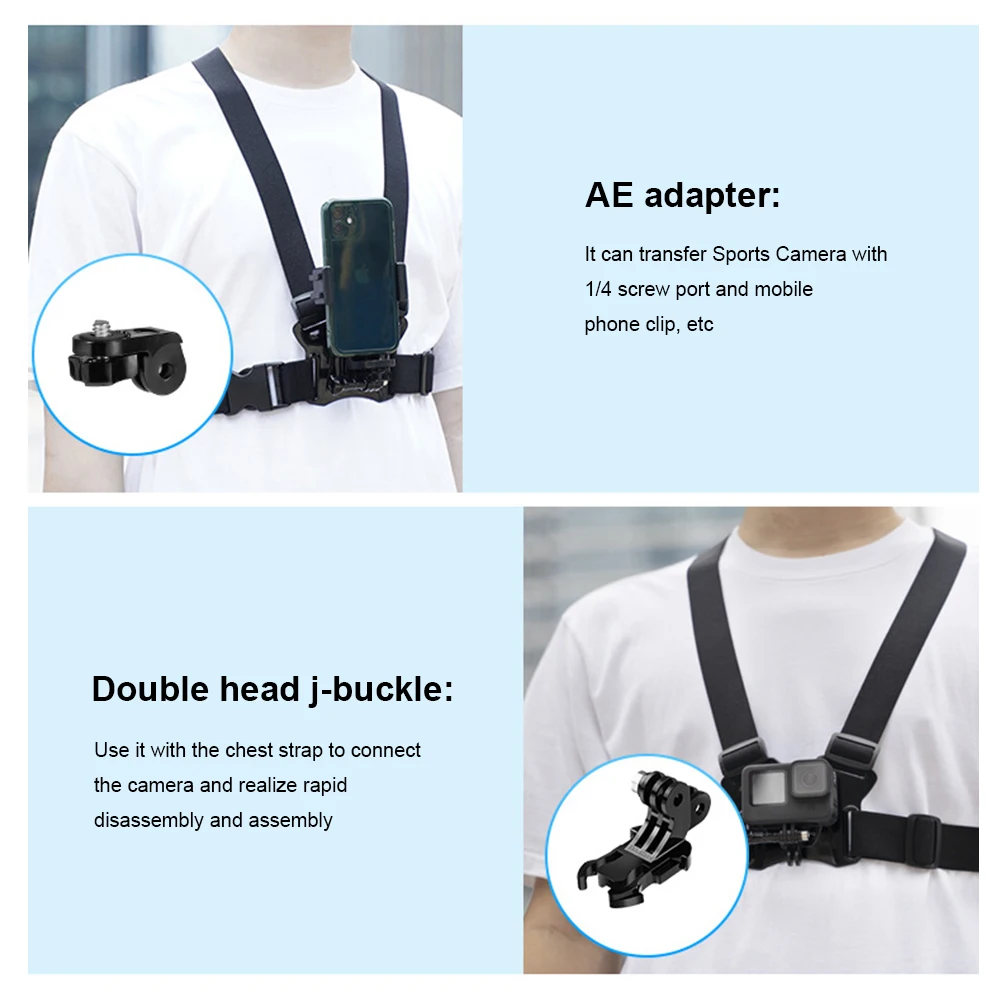Harness Strap Holder Adjustable Mobile Phone Chest Strap Harness Mount Elastic Breathable With J-hook for DJI Osmo Action Camera