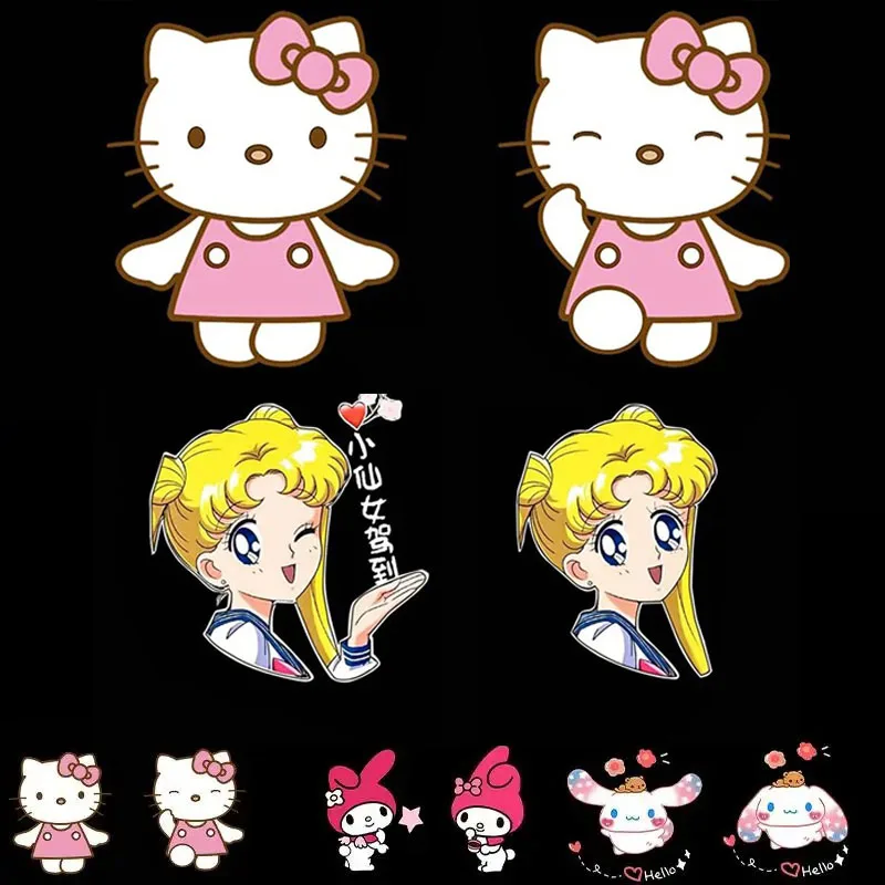 

Kawaii Cartoon Hello Kitty Dynamic Car Door Welcome Lights Cute Sanrio Cinnamoroll My Melody Anime Projection Light Rechargeable