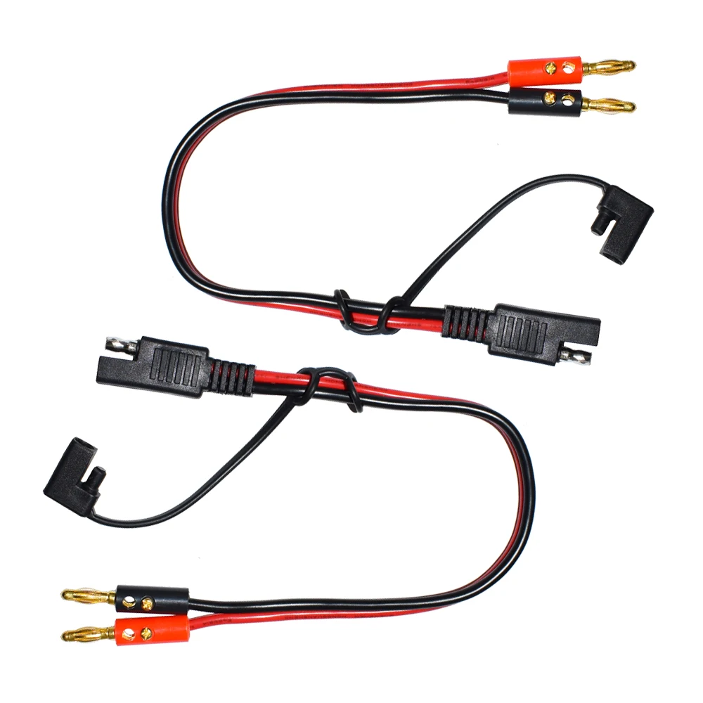 

2PCS 14AWG 30cm SAE to 4mm Bullet Banana Plugs Battery Charge Cable for Automobile and Solar Panel Charger Connector Cable