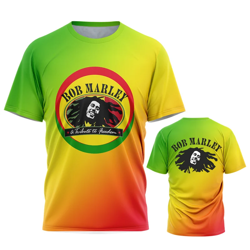 

Bob Marley 3D Printed T-Shirt Men's Punk Trend Short Sleeve Loose Breathable Large Size 6xl Retro Men's Clothing