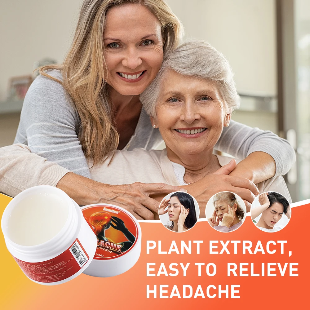 Headache Treatment Cream Tinnitus Migraine Relief Ointment Relax Nerve Soothing Pain Dizziness Refreshing MedicalPlaster10g 2pcs