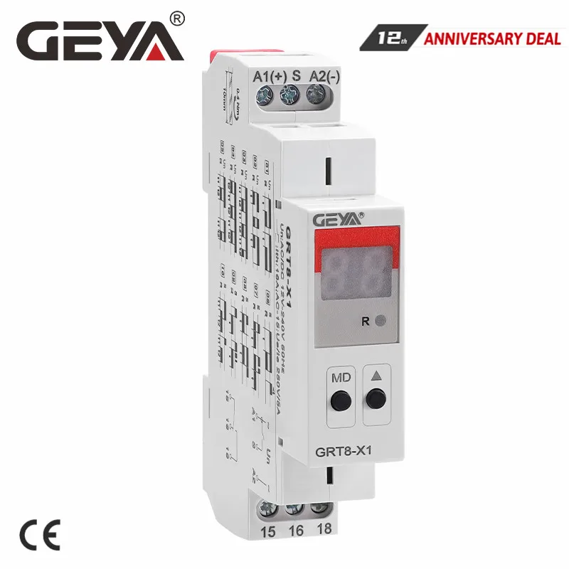 Geya Grt8-X Digital Display Multifunction Timer Relay With 20 Function Ac230V Or Ac/Dc12V-240V  0.1S-99Days Delay Geya Grt8-X Digital Display Multifunction Timer Relay With 20 Function Ac230V Or Ac/Dc12V-240V  0.1S-99Days Delay