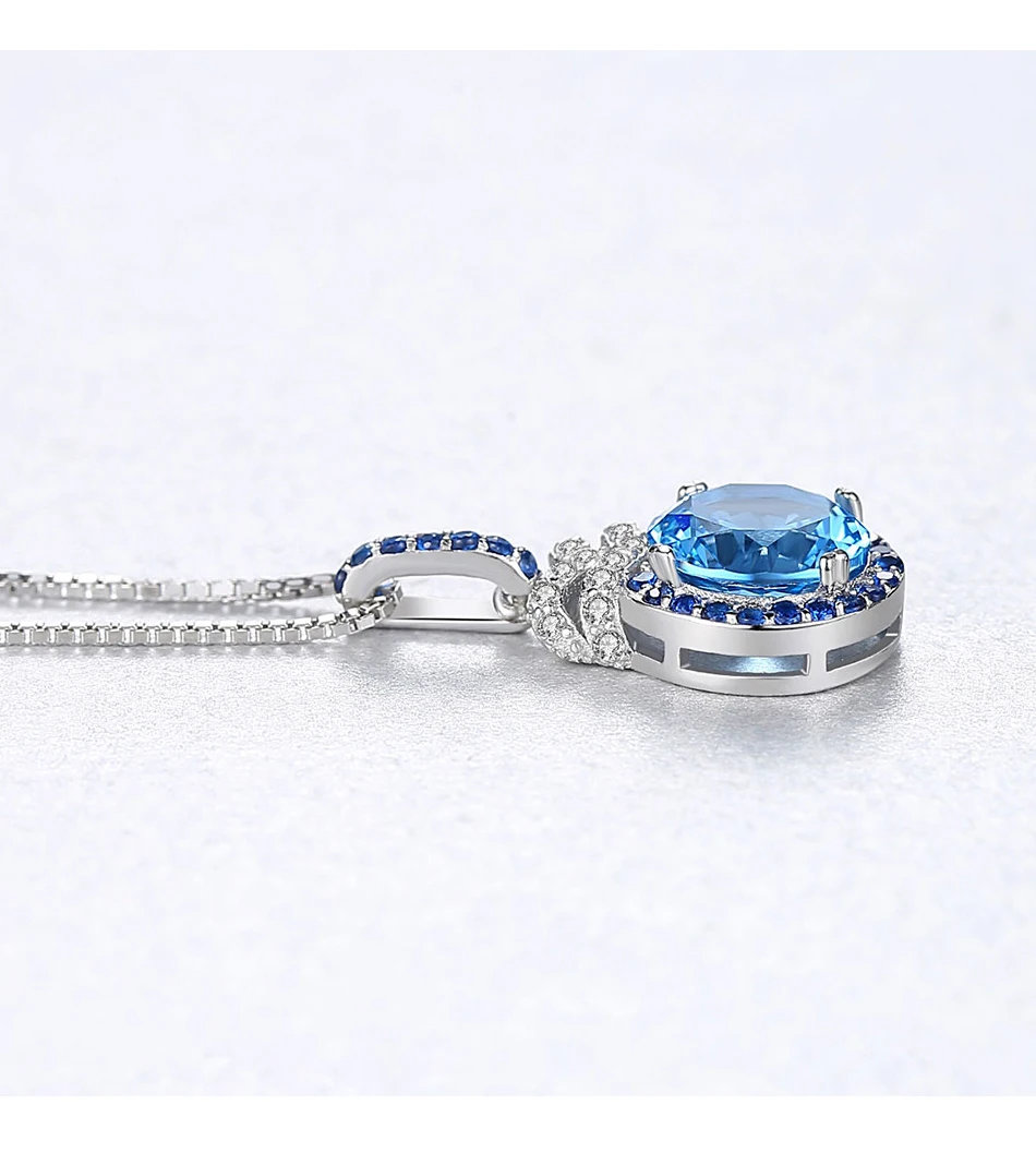 Collier en argent sterling avec topaze bleue de Londres pour mariage, fête de Noël et fête des mères_voghion.com