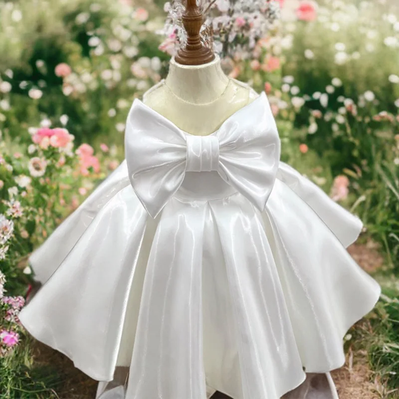 Baby Prinzessin Tutu Kleider mit großer Schleife süße Kinder Neugeborene Kleidung Kinder Taufe formale Schleife süße Mädchen Geburtstagsfeier – Detail 3
