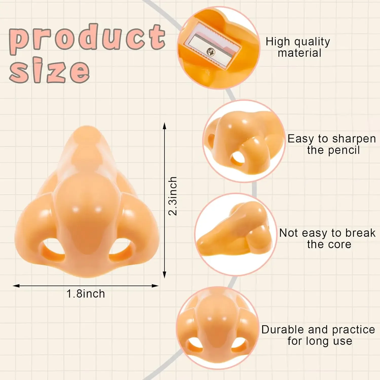 12 Pcs 재미 있은 코 연필 깎이 손 개최 플라스틱 연필 깎이 재미 있은 사무실 학교 용품