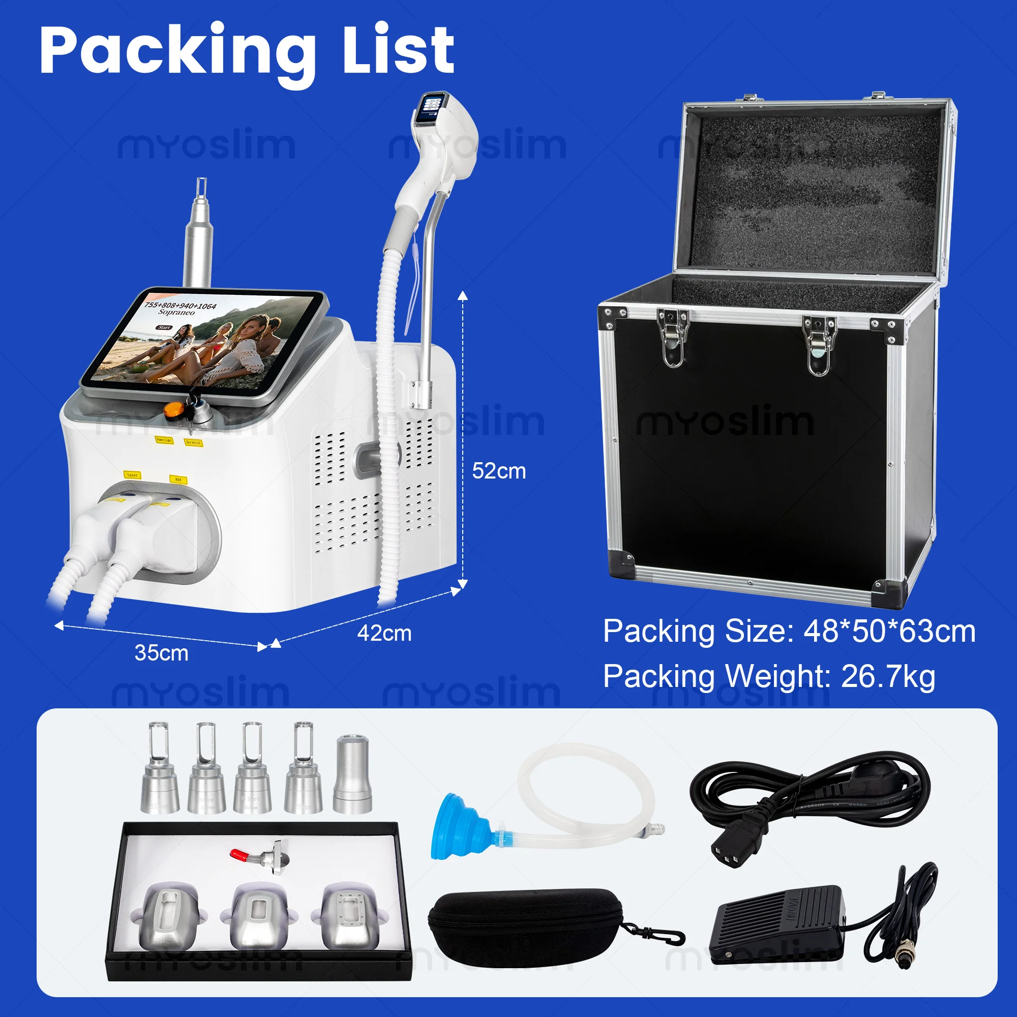5000W 2-in-1 Diode Laser Hair Removal & Picosecond Laser, 10 or16 Laser Bars, Dual Cooling System, LED LCD, Four Wavelengths CE 6