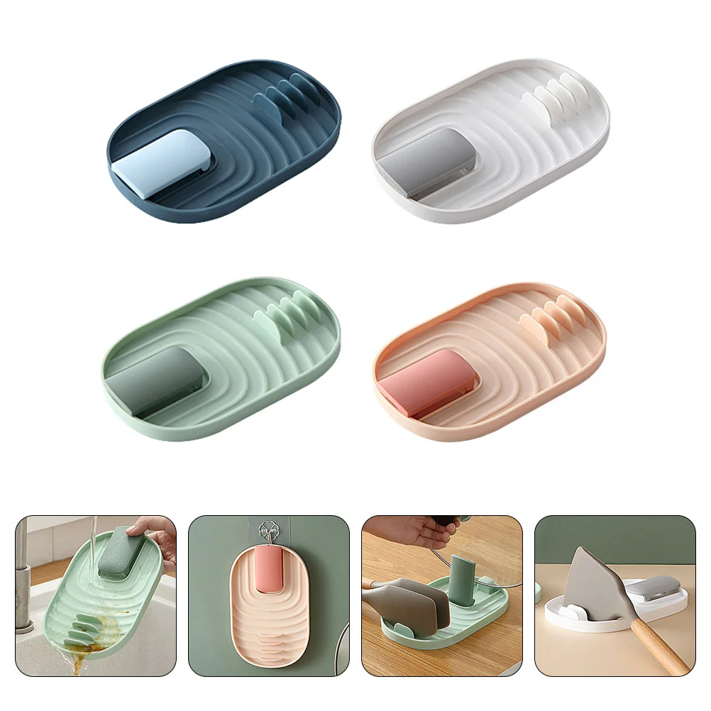 

4 Pcs Shelf Brackets for Shelves Kitchen Tool Stand Sponge Holder Pot Lid Rest Cookware Pp Storage Tray Chopstick