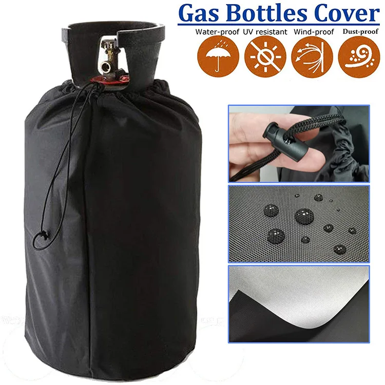 Gas Bottle Cover Waterproof 210D Oxford Fabric Black Foldable Dustproof UV Resistant Windproof for Kitchen & RV Outdoor Cooking chair cover patio furniture cover umbrella cover ibc tank cover bbq grill cover boat cover water tank cover chair dust cover printer cover table tennis cover