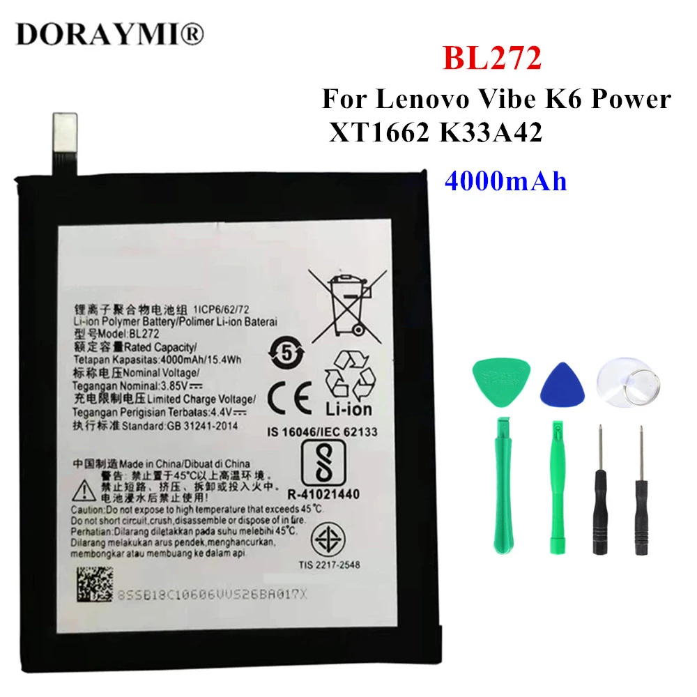 Original 4000mAh BL272 Battery For Lenovo Vibe K6 Power XT1662 K33A42