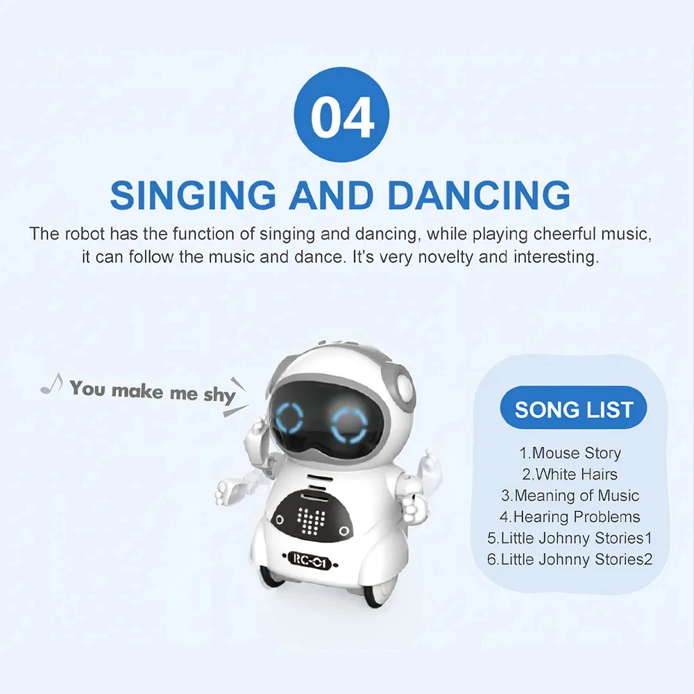 Pocket Emo Robot Talking Interactive Dialogue Voice Recognition Record Singing Dancing Telling Story Mini Robot Toy 6