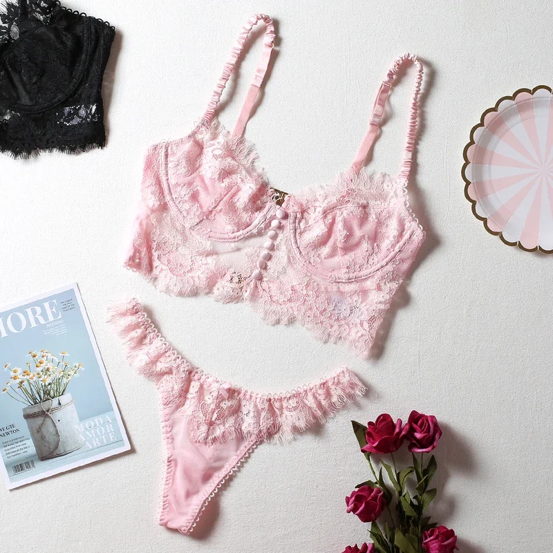 Lace Underwear Set Exposed Pink (L/XL) main image 1