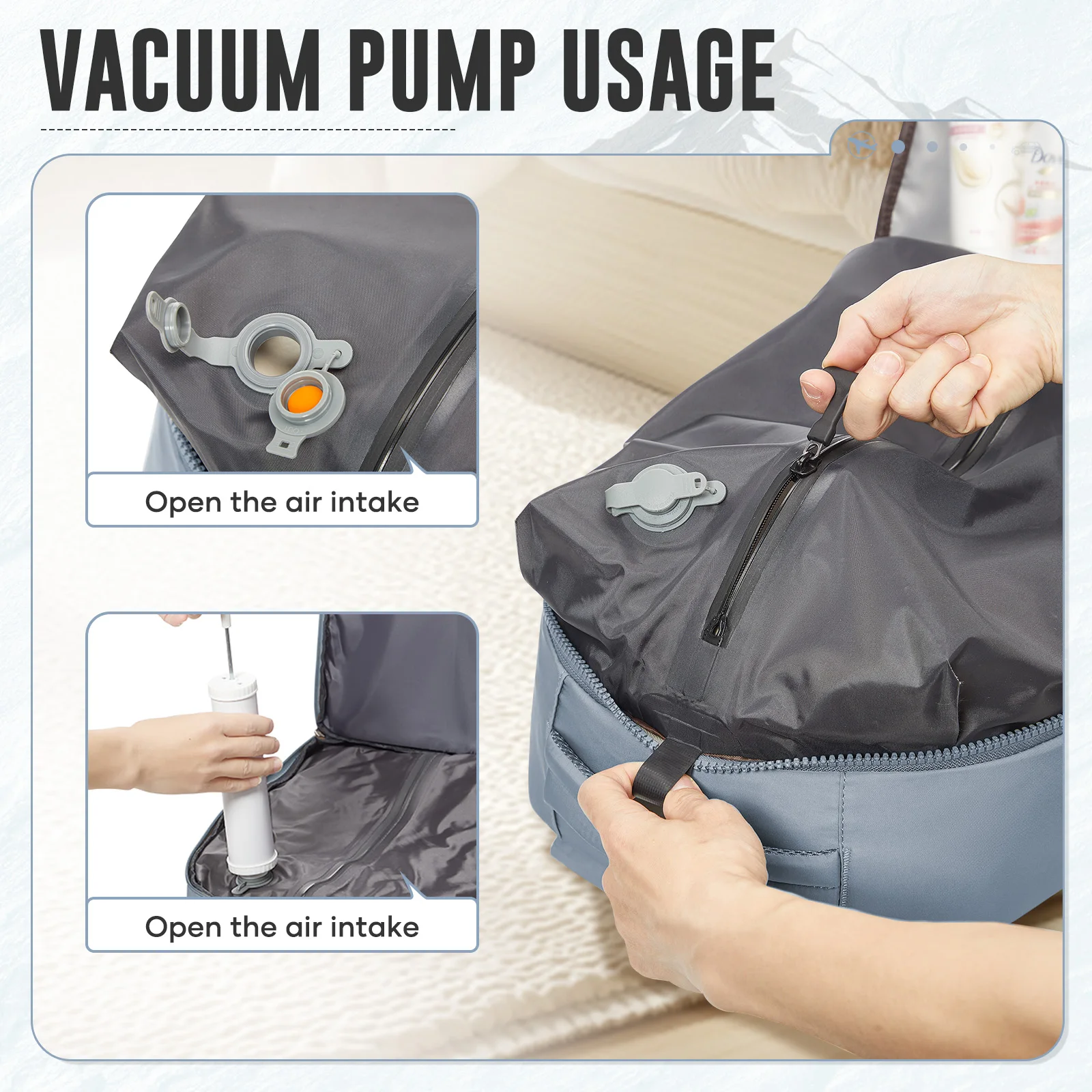 Backpack Travel Cabin Aircraft with Vacuum Pump Vacuum Backpack, Laptop Bag Hand Luggage Carry on Luggage Vacuum Bag Travel Bags