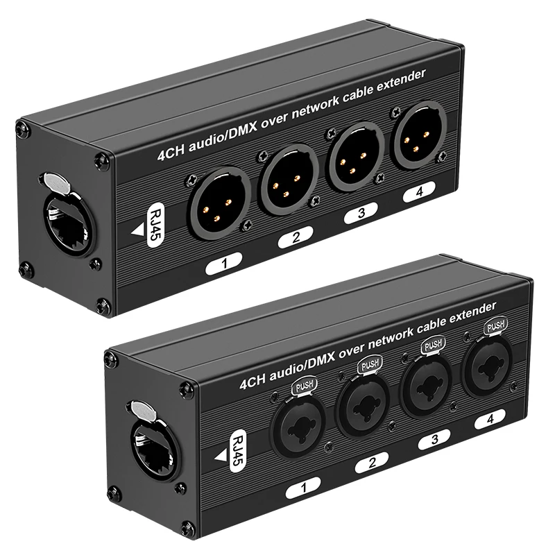 RJ45 to 4-Channel XLR Audio Cable Extender for Stage and Studio Lighting & Sound