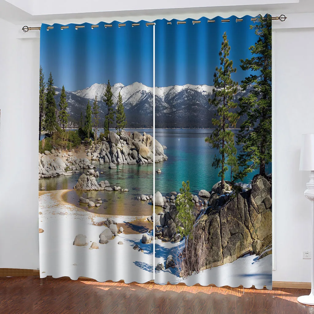 

Curtains Living Room Luxury 3D Blue Sky Lake Landscape Modern Print Drape For Kids, Bedroom Curtains Set Free Delivery Shipping