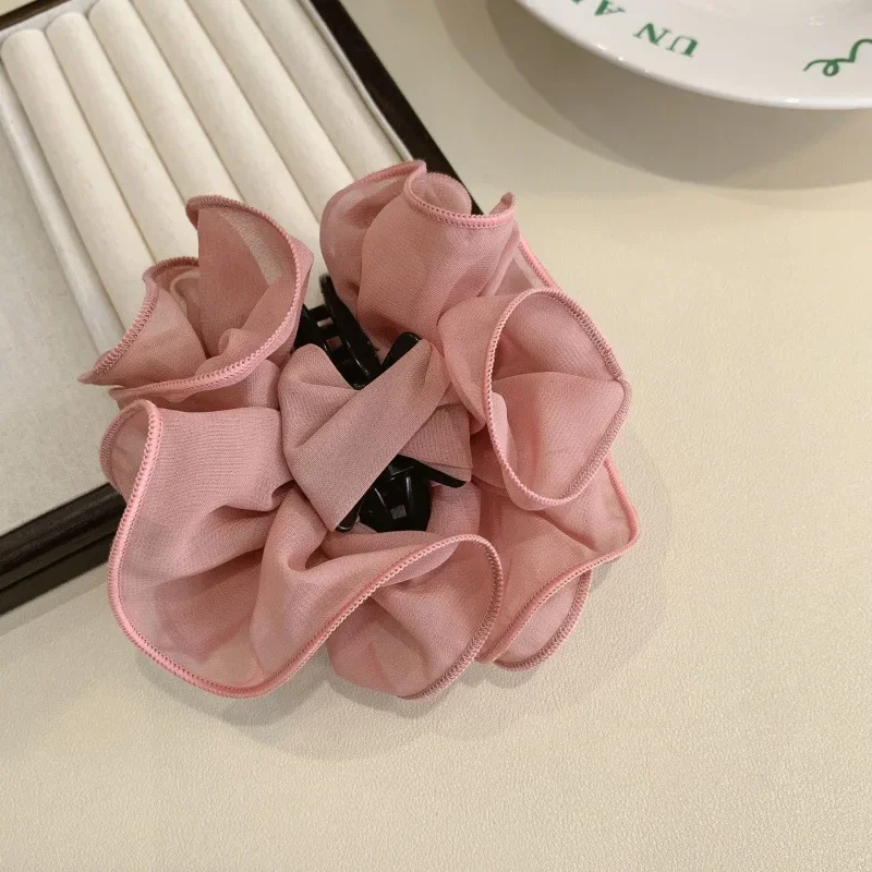 Neue große Chiffon-Klauenklammer, Haarschleife, große Größe, schwarzes Stoffband, Blume, Rose, Klaue, Kieferklemmen, Clips, Zubehör für Frauen – Detail 7