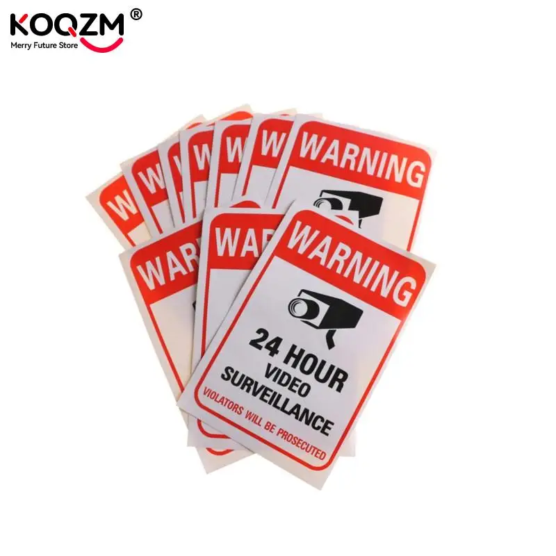 Wall Sticker 24H Video Camera System Warning Sign Wall Decal Surveillance Monitor Decal Public Area Security 5Pcs/lot