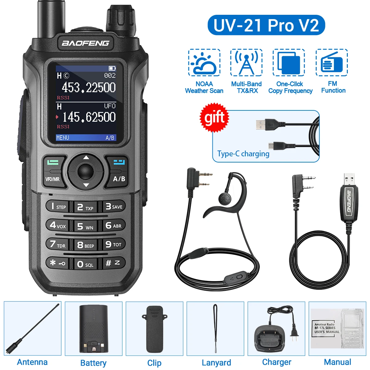 Baofeng UV-21 PRO V2 Air Band Walkie Talkie Wireless Copy