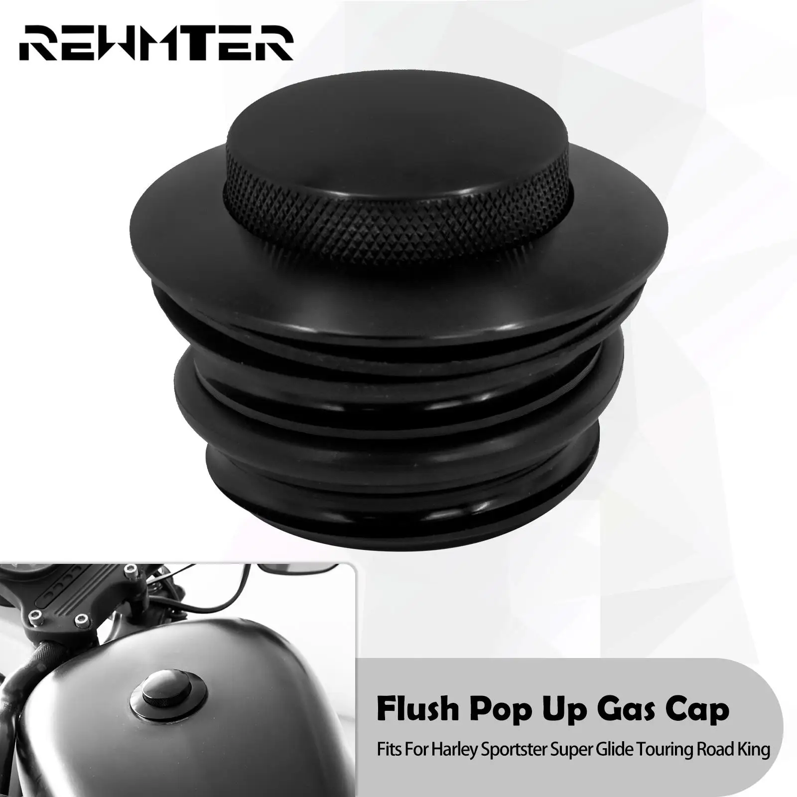 Motorcycle Black Pop Up Oil Fuel Tank Cap Right Hand Thread Gas Cap For