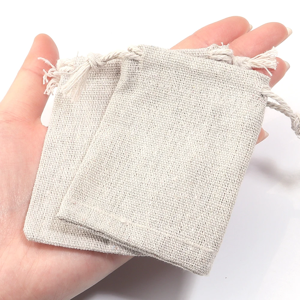 5-10pcs Cotton Bags Gift Drawstring Pouch Gift Box Packaging Bags Gift Linen Bags Jewelry Display Xmas Wedding Sack Burlap Bag